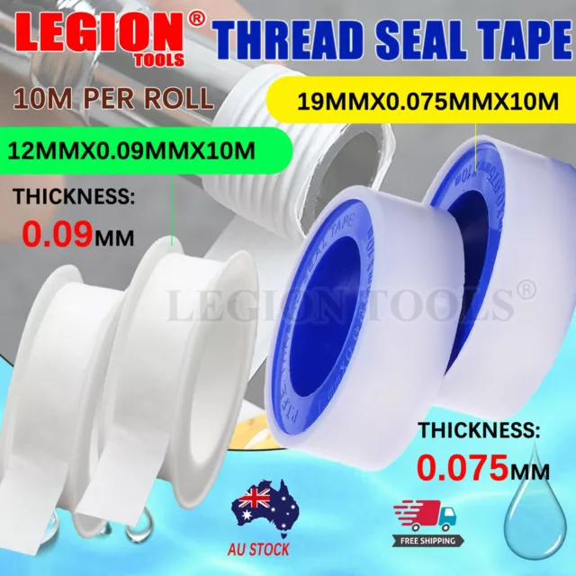 TEFLON TAPE PLUMBERS THREAD SEAL TAPE PTFE 12MMx0.09MM 19MMX0.075MM 2 Sizes