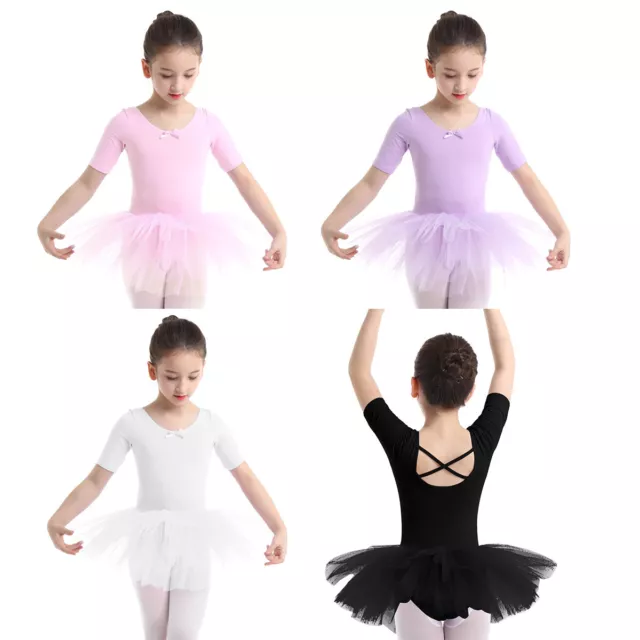 ENFANT FILLE JUSTAUCORPS de Danse Classique Ballet Manches Courte Tutu Jupe  Robe EUR 11,99 - PicClick FR