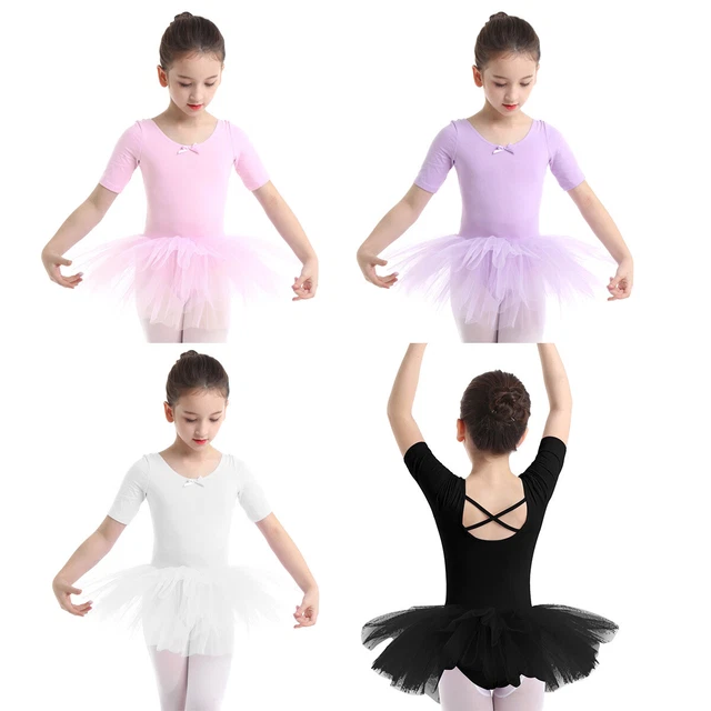 ENFANT FILLE JUSTAUCORPS de Danse Classique Ballet Manches Courte Tutu Jupe  Robe EUR 11,99 - PicClick FR