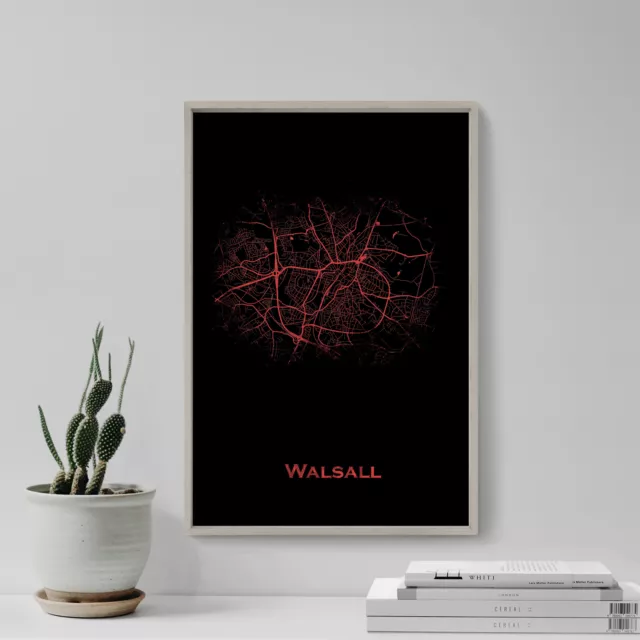 Walsall, England, United Kingdom (UK) Map "Red Splatter" - Art Print Poster Gift