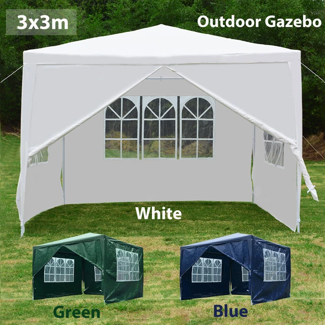 3x3m Popup Heavy Duty Gazebo Marquee with 4 Sides Waterproof Party Tent with Roller Bag and Leg Weights