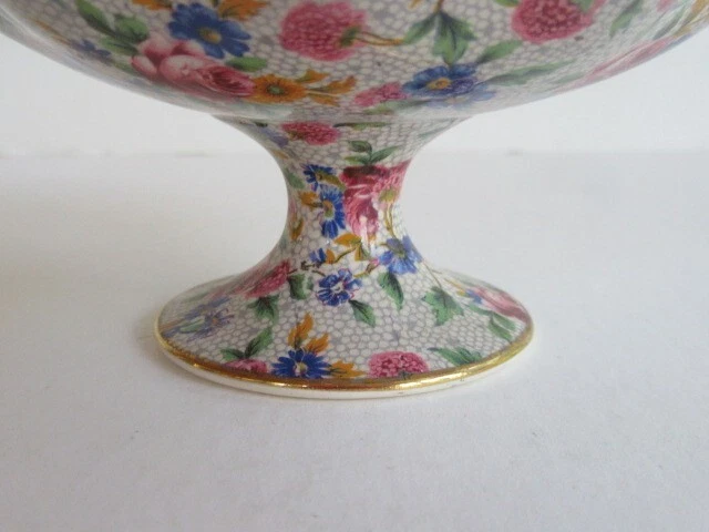 Royal Winton Grimwades Old Cottage Chintz (Pre 1960, Cream)  Round Compote 2