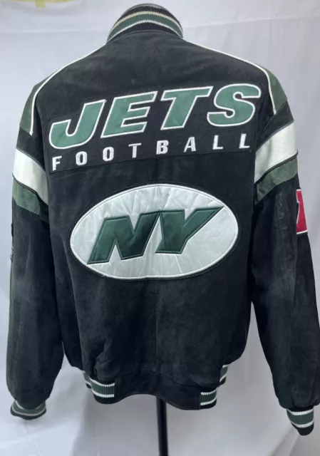 G-III Sports Mens NY Jets Varsity Jacket, Black, L-Large