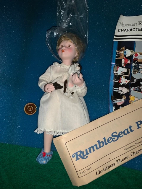 VTG Norman Rockwell Character Collectors Sally Porcelain Doll missing candle/cat