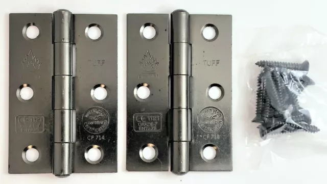 76mm Butt Hinges Internal Doors - Chrome Brass Zinc Black