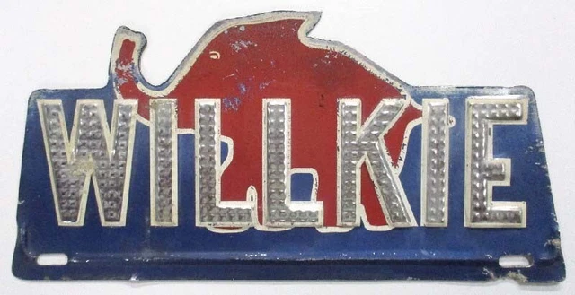 Willkie Elephant 1940 Presidential Campaign FDR Political License Plate Topper Willkie Elephant 1940 Presidential Campaign FDR Political License Plate Topper