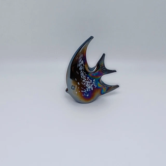 Fish ASCO Art Glass Hand Made Carnival Glass Tropical EUC