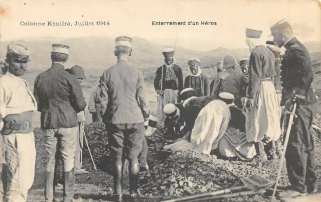 Cpa Morocco Kenifra Column July 1914 Funeral Of A Brave