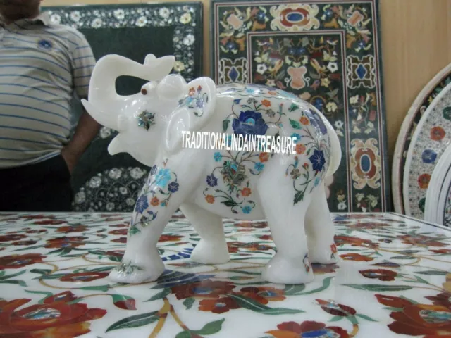 Escultura de trompa de elefante de mármol blanco de 8 pulgadas, decoración...