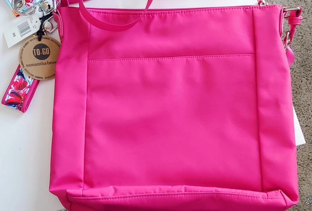 Samantha Brown To-Go Zip Front Crossbody Hot Pink Nwt