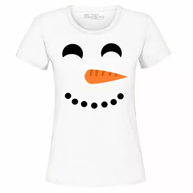 Happy Smiling Snowman Women's T-Shirt Fun Cute Christmas Costume Xmas Shirts