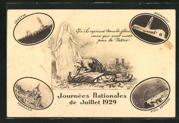 CPA Pas-de-Calais, Journées Nationales 1929, Douaumont, Lorette, Dormans, Vieil