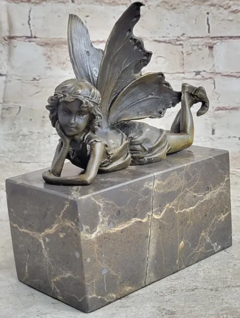 Original Milo Angel Cherub Real Bronze Statue Art Deco Hot Cast Figurine Figure