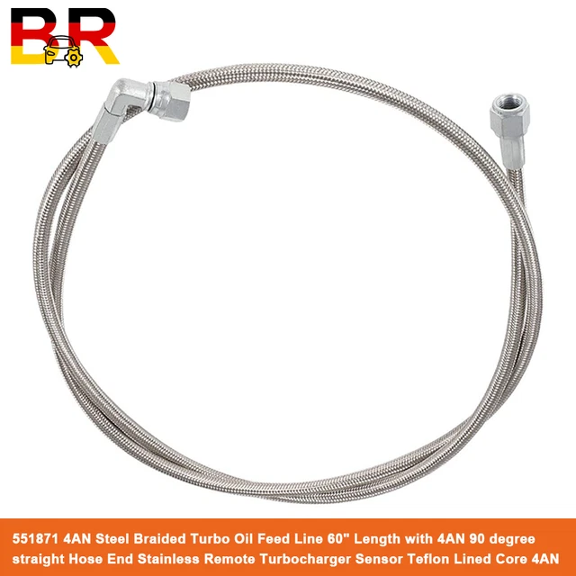 X AUTOHAUX 4AN Turbo Oil Feed Line 60 Length Stainless X AUTOHAUX 4AN Turbo Oil Feed Line 60 Length Stainless