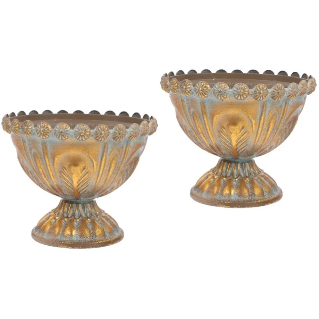 2x Classic Urn Planter Vintage Iron Planters Metal Urn Planter Vintage Flowerpot