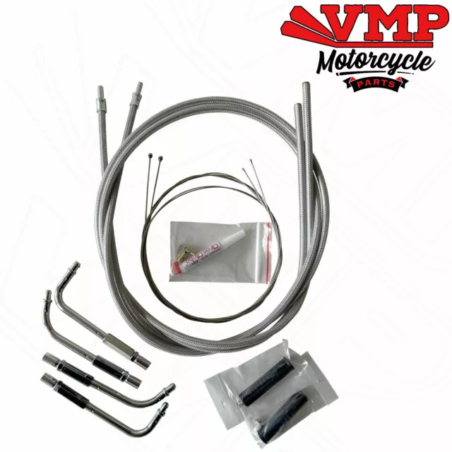 Venhill Universal Harley Davidson V-Twin Braided Throttle & Idle Cables Push Fit