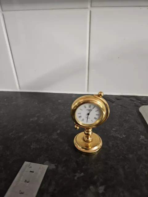 Gorham Miniature Semi Globe Clock Gold Plated New Battery Fully Working