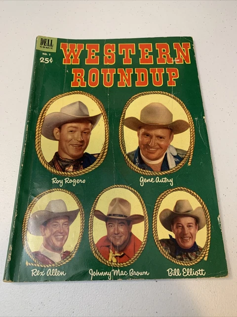 DELL GIANTS -WESTERN ROUND-UP #2 1953 DELL VG PHOTO-c ROY ROGERS/ GENE AUTRY