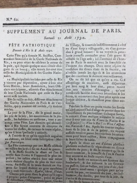 Ris Orangis en 1790 Essonne Sens Yonne M de Chambonas Révolution Française