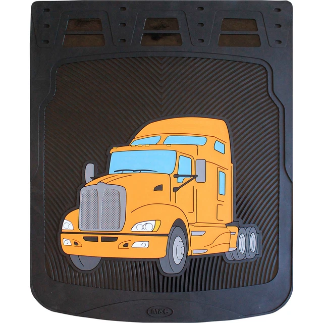 M&C Kenworth T-660/T-600 V2 Semi-Truck Mud Flaps - Yellow, 24in.W x 30in.H, Pair