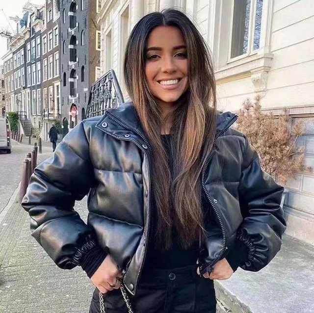 Black shiny sales puffer jacket zara