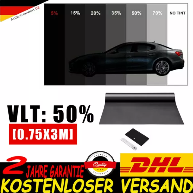 Tönungsfolie Scheibenfolie Sonnenschutzfolie 0.75*3m 50%VLT Auto Fensterfolie