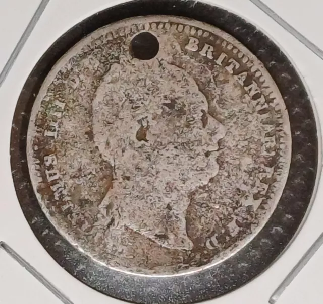 1834 King William IV, .925 Silver, One Shilling. Holed