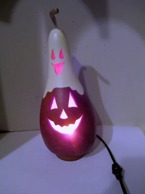 Meadowbrooke Gourd Lighted Jack-O-Lantern Halloween Ghost Casper Jack Pumpkin