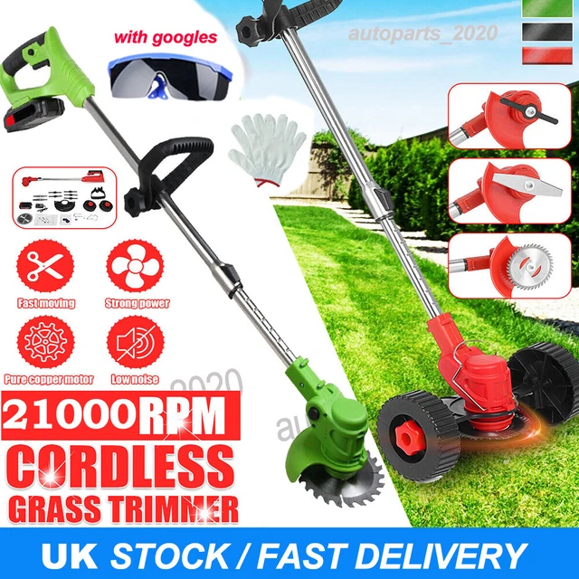 24V Cordless Grass Trimmer & Garden Edger Kit - 2 Batteries, 800W, Multiple Attachments