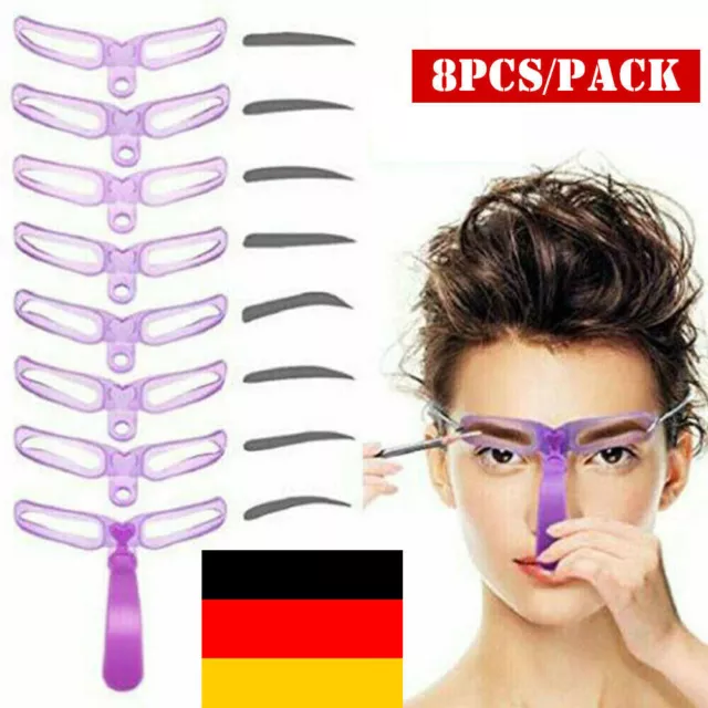 8er Set Augenbrauen Hilfe Styling Tool Schablone Brow Shaping Makeup Kosmetik DE