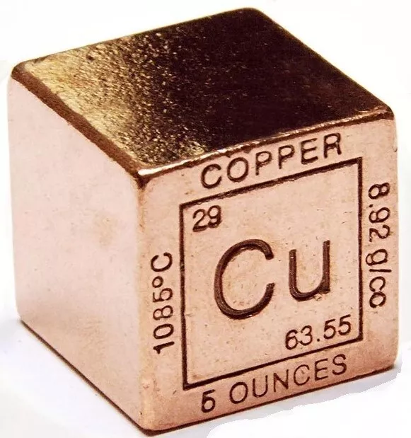 5 oz. COPPER CUBE 1  Inch Square .999 Fine  ELEMENTAL Design