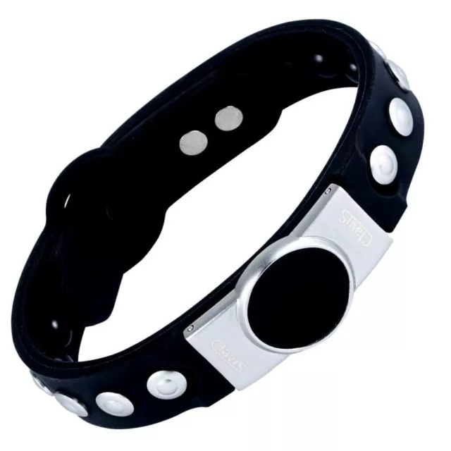 Clavis Hero Magnetic Therapy Sports Golf Health Bracelet Black Band White Gol...