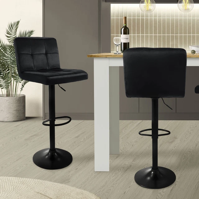 Lot De 2/4/6 Tabourets De Bar Pivotants Réglables – Cuir/Velours, Choix Couleur (Neufs)