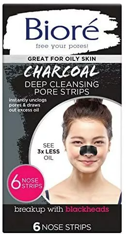 Biore Deep Cleansing Charcoal Pore Strips for Blackhead Removal, Nose Strips 6