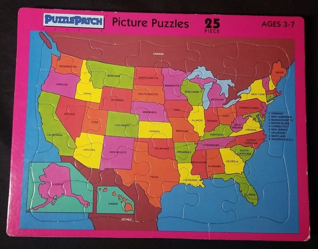 . PUZZLE Patch Picture United States Of America USA State Map Frame
