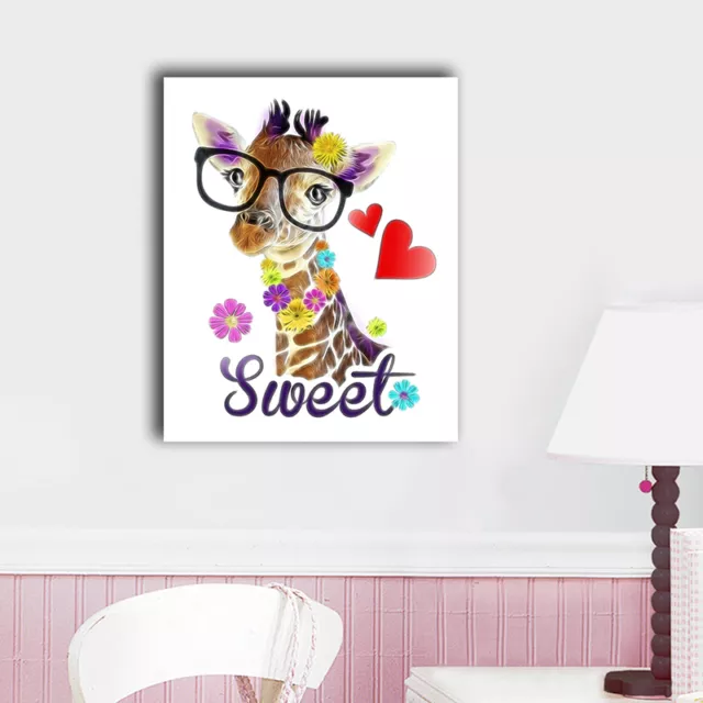 Colorful Giraffe Stretched Canvas Prints Framed Wall Art Home Decor Kids Gift