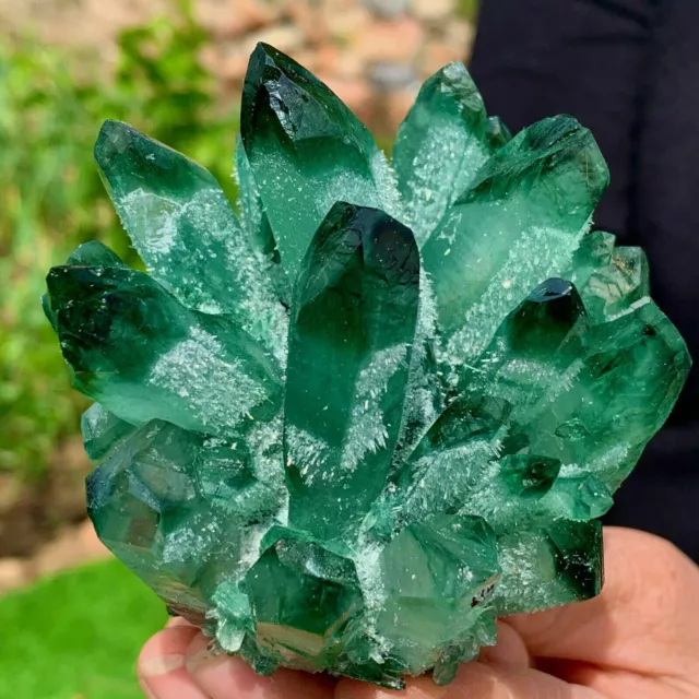 New Find green Phantom Quartz Crystal Cluster Mineral Specimen Healing 400g+/1pc