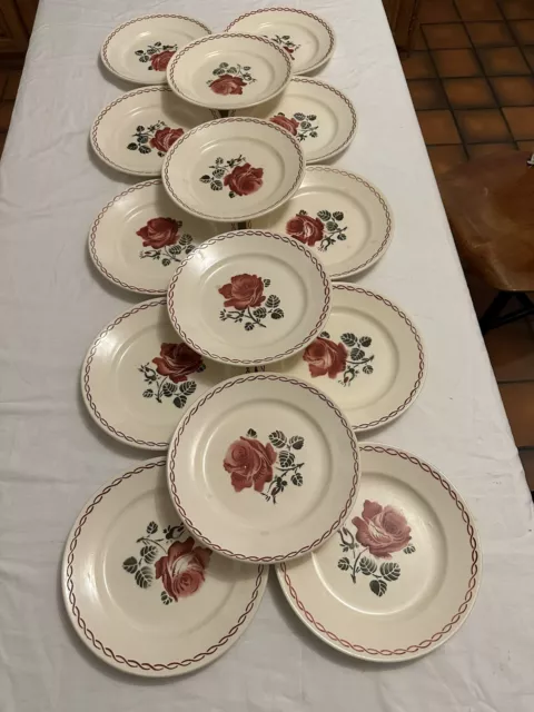 Suite De 14 Ancienne Assiette Plate Badonviller 1950 / Assiettes / Terre De Fer