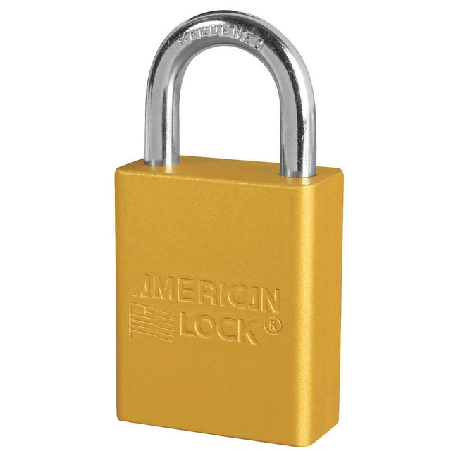 AMERICAN LOCK A1105KAS12YLW Lockout Padlock,KA,Yellow,1-7/8"H,PK12