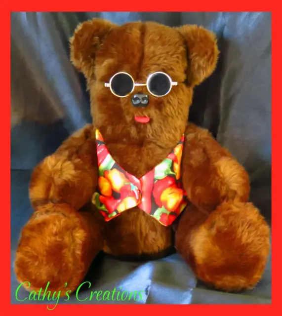 Jointed Bear with Sun Glasses and a Pepper Vest with a Pepper Button Closure NEW