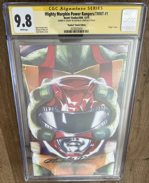 CGC 9.8 - MMPR / TMNT #1 AUSTIN ST JOHN SIGNED Power Rangers Ninja Turtles SS nm