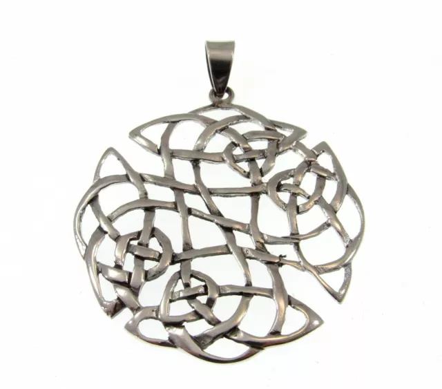 Handcrafted Solid 925 Sterling Silver Large Celtic SHIELD KNOT Pendant Amulet