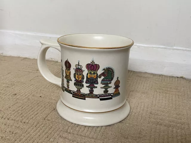 Large Vintage Chess Tankard Cup Mug 4" Wide by Carlton Ware England Trade Mark