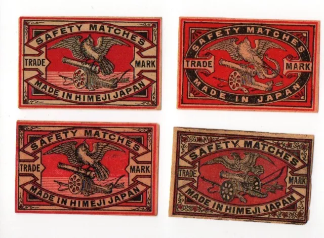 VERY OLD match box labels CHINA or JAPAN patriotic birds #386
