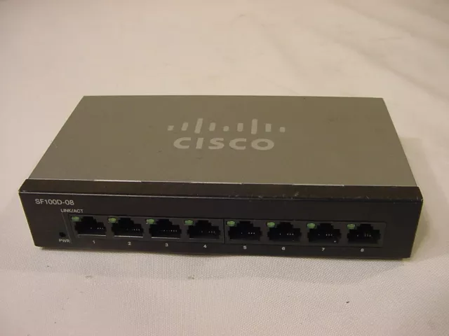 CISCO 8 PORT 10/100 DESKTOP SWITCH SF100D-08 v2 - NO POWER CORD INCLUDED