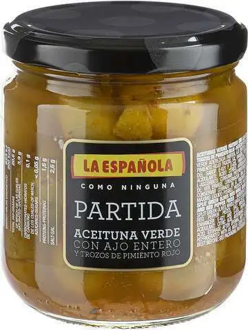 La Española - "Partida" eingelegte grüne Oliven mit Paprika und Knoblauch