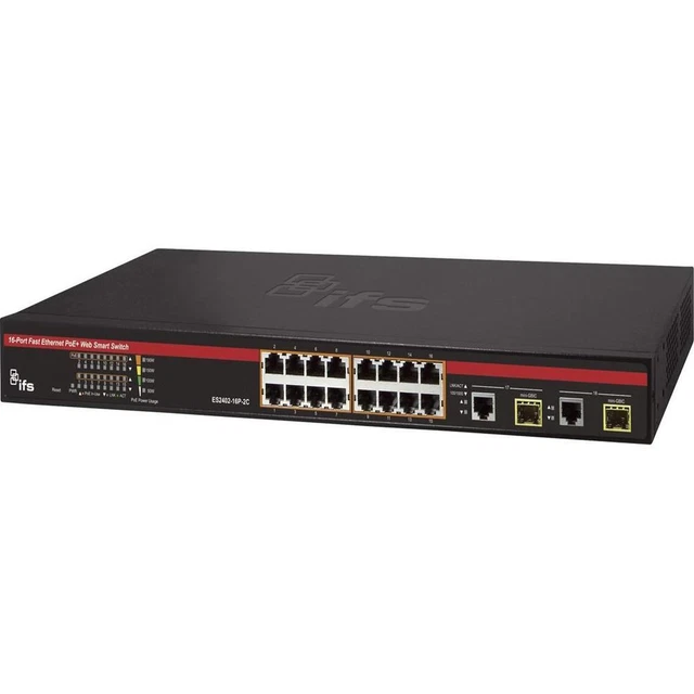 GE Security Interlogix ES2402-16P-2C 16-Port Fast Ethernet PoE-at Web Smart Mana