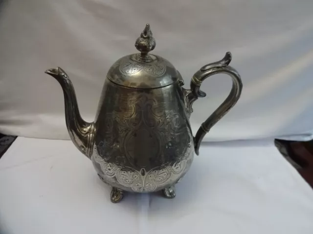 Antique Victorian James Dixon & Sons EPBM Ornate Presentation Teapot 2746 c.1878