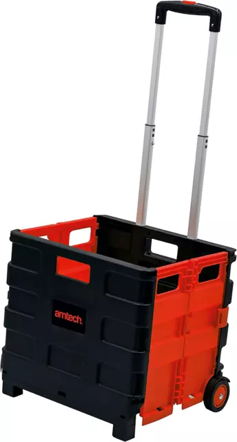 Amtech - Folding Shopping Trolley on Wheels, Easy to Assemble, Collapsible for E