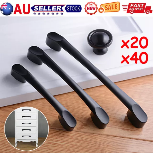 20/40X Matt Black Kitchen Cabinet Handles Door Knob Bar Drawer Cupboard Pulls AU